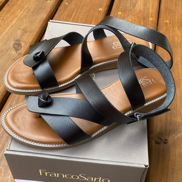 Franco Sarto Black Strappy Sandals - Picture 1 of 5